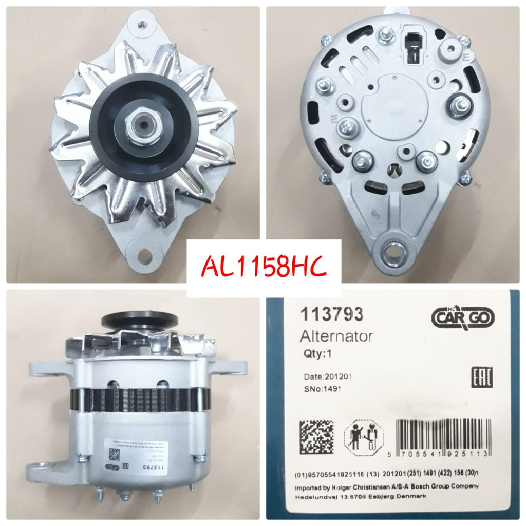 AL1158HC-FORKLIFT HITACHI 12V 55A B/GRIP ALTERNATOR