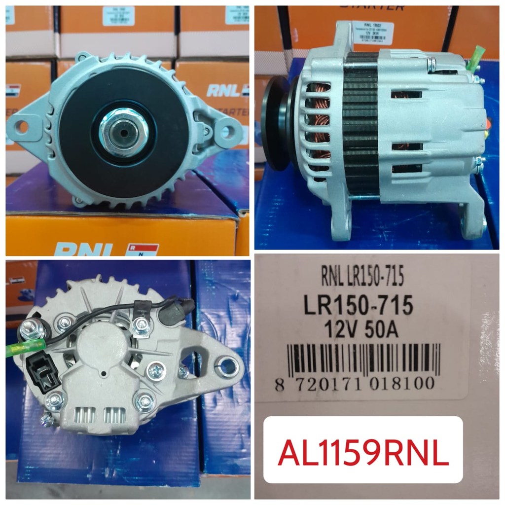 AL1159RNL- FORKLIFT HITACHI 4FF 12V 50A B/GRIP ALTERNATOR