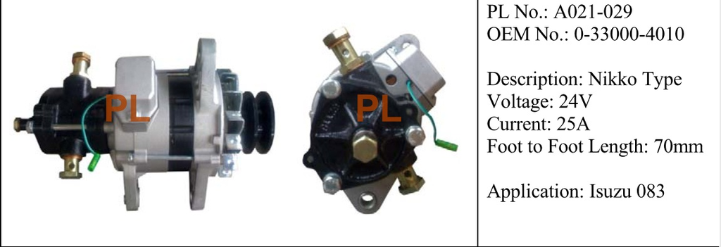 AL2320PL   - IZU 6BD1(NIKKO)+PUMP 24V 50A ALTERNATR