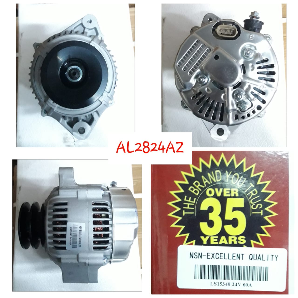AL2824AZ-COASTER ND 24V 60A CROS.FITT+2V+3P STR REG+UP BOLT ALTERNATOR