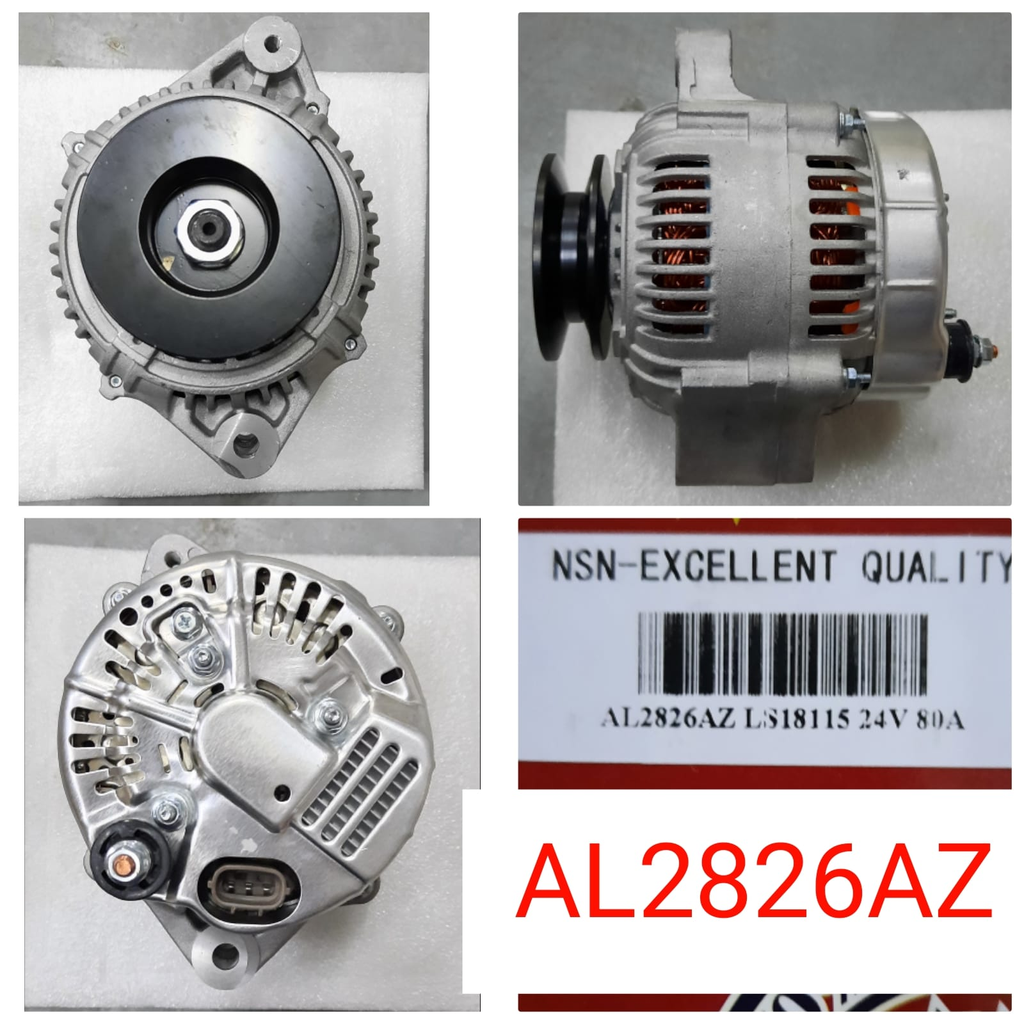 AL2826AZ- COASTER ND 24V 80A CROS.FITT+1V+3P STR REG+BACK BOLT ALTERNATOR