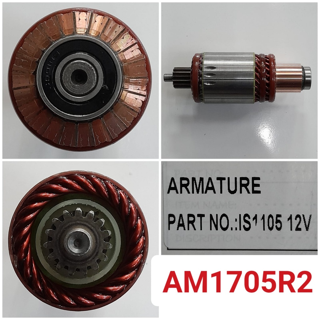 AM1705R2-JCB ISKRA N/M 12V 15SP 10MM SHAFT ARMATURE