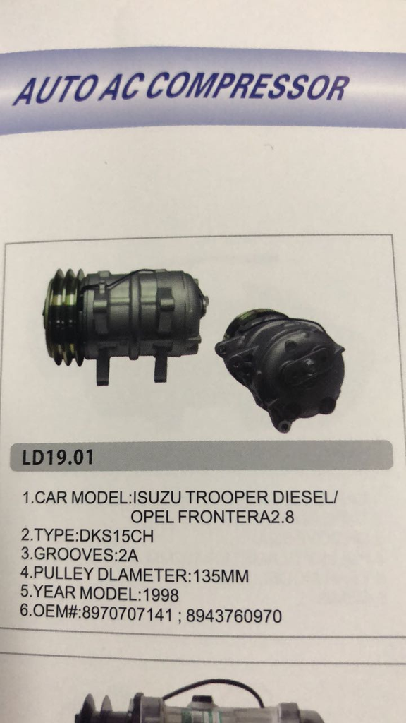 COM2152M- IZU TROOPER DIESEL 24V 2V COMPRESSOR
