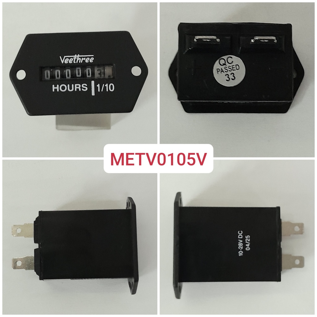 METV0105V-DC HOUR METER 10-28V  HEX PLASTIC CASING