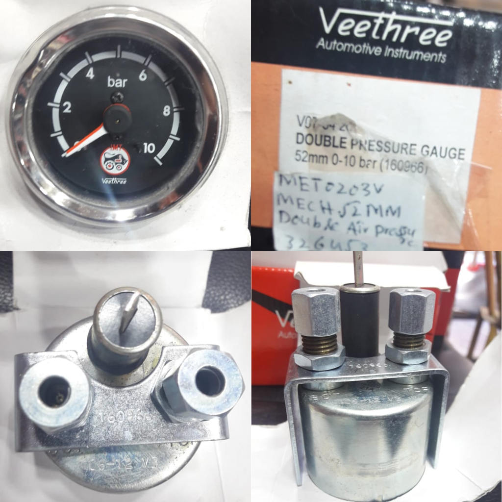 METV0203V- DOUBLE AIR PRESSURE(M) GAUGE, 52MM,0-10BAR, M12X1.5