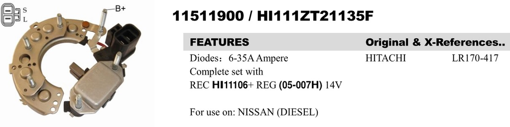 REC1575ZT   - NSSN TD27 12V RECT+REG 2P FC-GL UP ASS