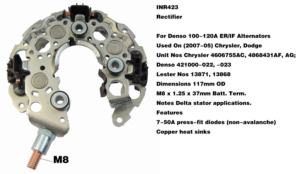 REC1807R-M8 - TOYOTA 117MM M8 6 DIODE RECTIFIER PLAT