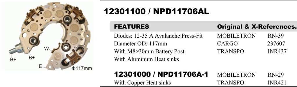 REC1808LD-M8   - TOYOTA 117MM M8 BIG RECTIFIER