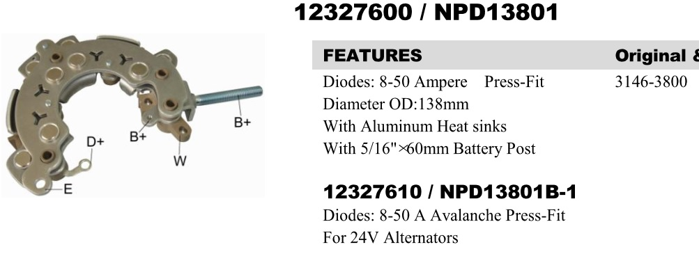 REC2092ZT   - CT ND W/O CARBON BIG ALT. RECTIFIER