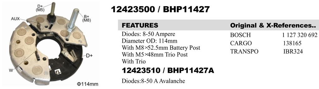 REC2202GW   - BSH JDE 2 BOLT +2PIN RECTIFIER