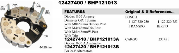 REC236GW   - BSH 60-90A 120MM 3BOLT+1PIN RECTIFIER