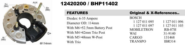 REC2512GW   - BSH 27A 3BOLT+1 PIN RECTIFIER