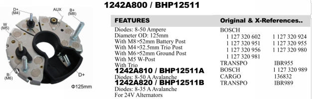 REC251GW   - BSH 55-80A 125MM 4BOLT+1PIN RECTIFIER