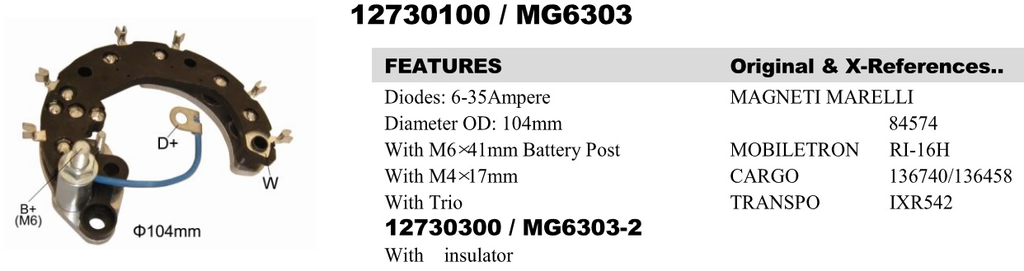 REC2713ZT   - PERKIN 24V BIG ALT RECTIFIER PLATE