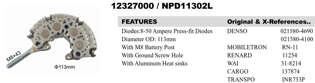 REC2824LD   - NIPPO 113MM COASTER RECTIFIER PLATE