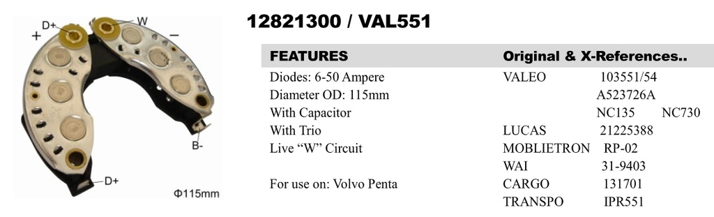 REC2911LD   - VLV FCI S/HOLE RECTIFIER PLATE