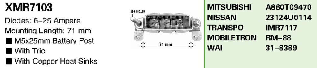 REC543LD   - MTS FORKLIFT 71MM RECTIFIER
