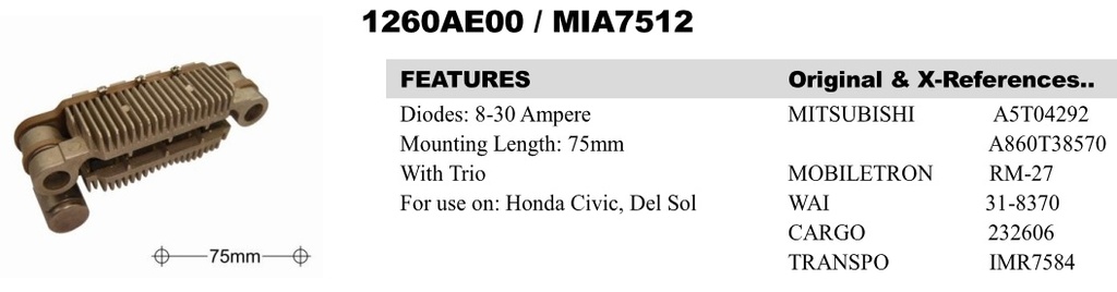 REC582ZT   - MITS 75MM CL RECTIIER PLATE