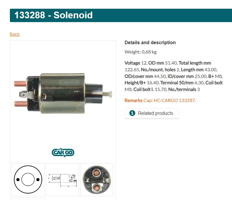 SS0136HC- NSSN/IZU 91MM 12V+PLASTIC SOLENOID SWITCH