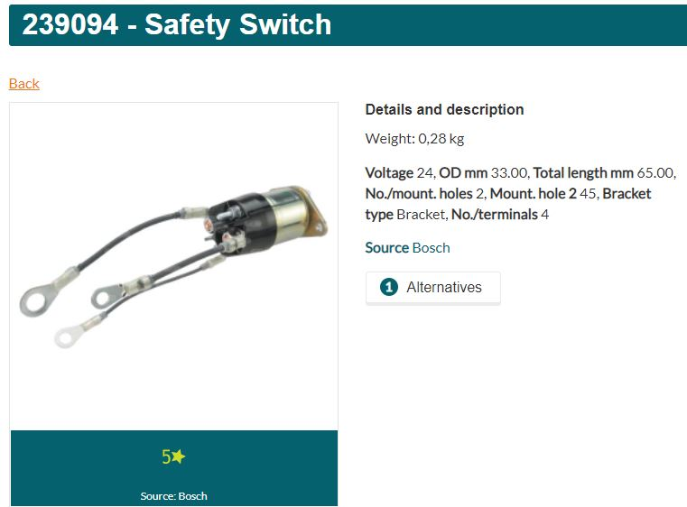 SS2761B2-BOSCH SCN 241S 24V STR EAR SMALL SAFETY SWITCH