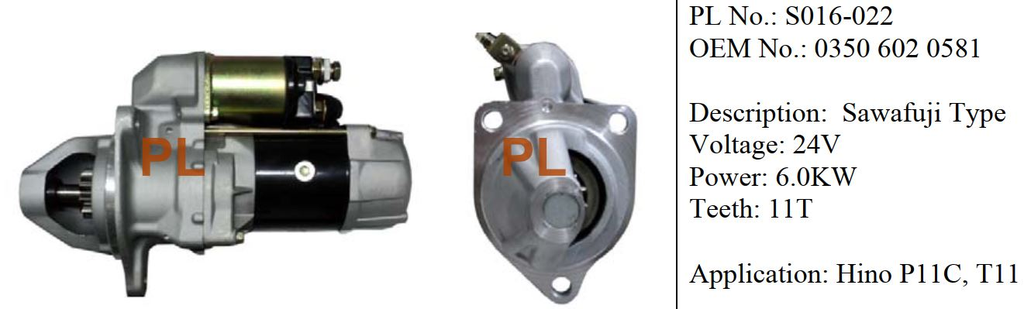 ST2687PL   - HINO N/M P11C RHO 24V 11T 80/S/F STARTER