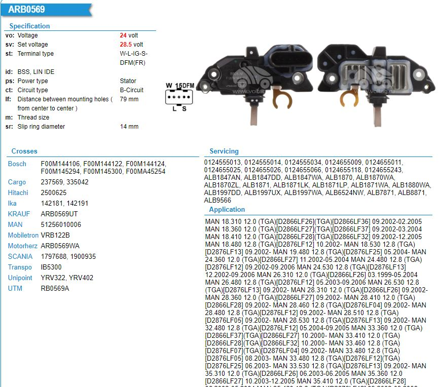 YR2527W   - BSH 24V 5P ACTROS TYPE REGULATOR