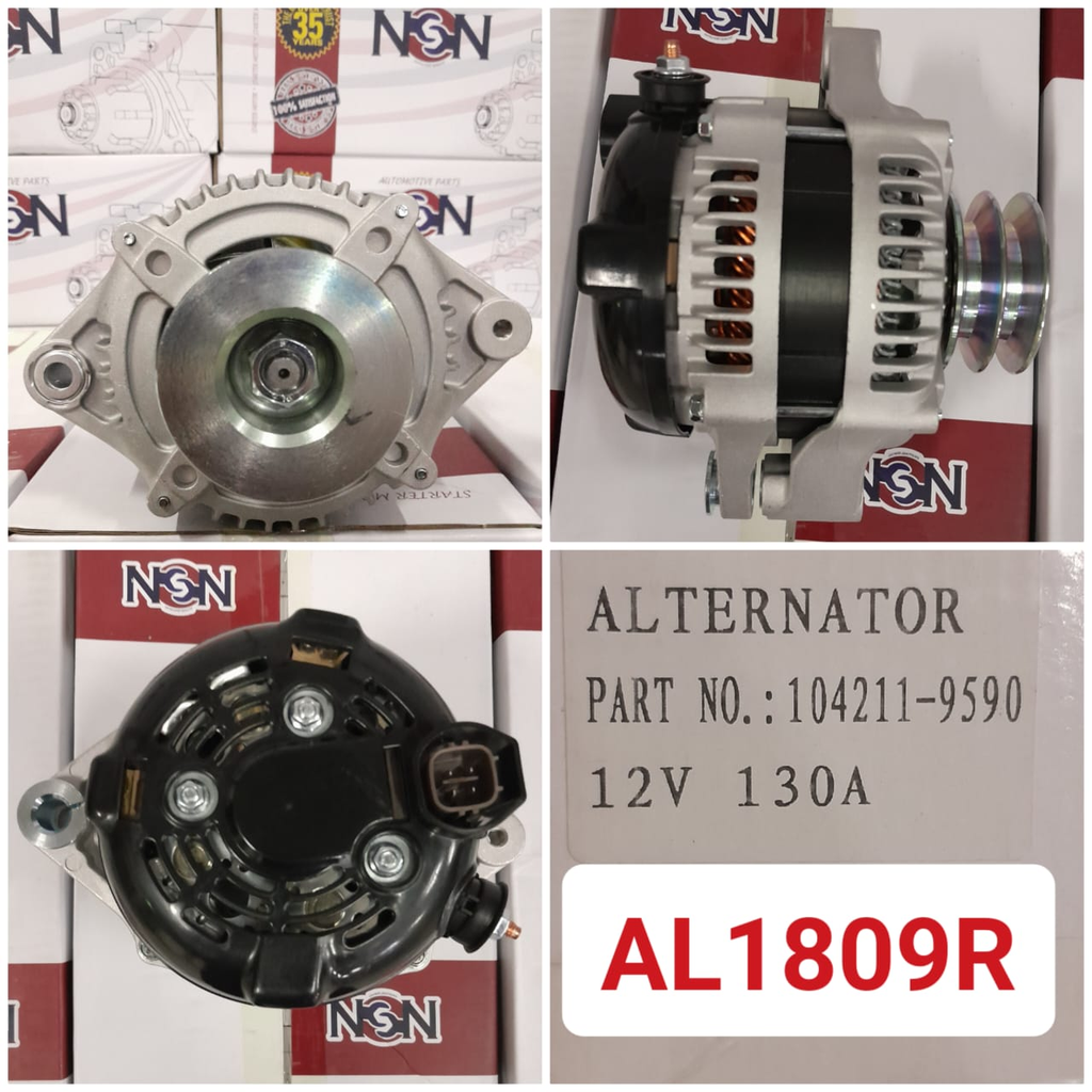 AL1809R- TOYOTA HILUX OEM 12V 130A 2V+4PIN BACK M10/M8 HOLE ALTERNATOR