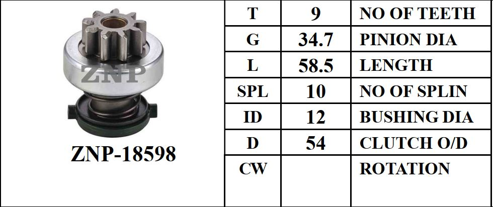 SD1864R1   - BSH 9T(34.7)CW GEAR BENDIX