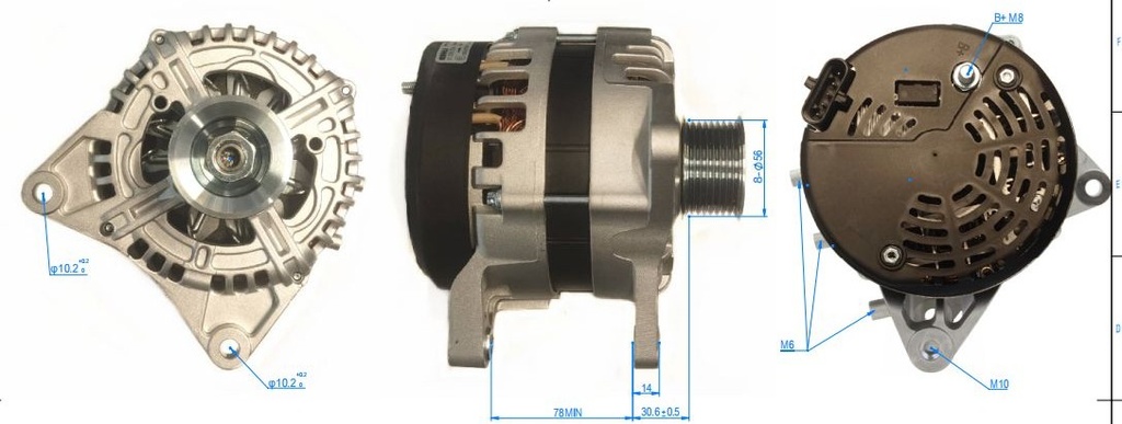 AL2715R1-PERKIN JCB 3CX N/M 24V 100A 5P ALTERNATOR