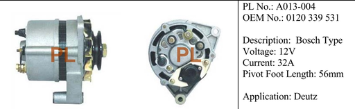 [AL1031PL] AL1031PL   - BSH TT TYPE LHE 12V 32A ALTERNATOR