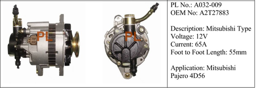 [AL1415PL] AL1415PL   - MITS L200 O/M 12V 50A W/PUMP ALTERNATOR