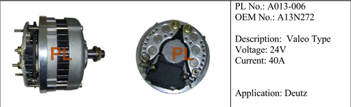 [AL2125PL] AL2125PL - DTZ VLO 1101 24V 40A W/O FOUND ALTER