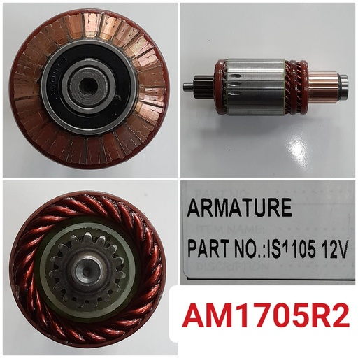 [AM1705R2] AM1705R2-JCB ISKRA N/M 12V 15SP 10MM SHAFT ARMATURE