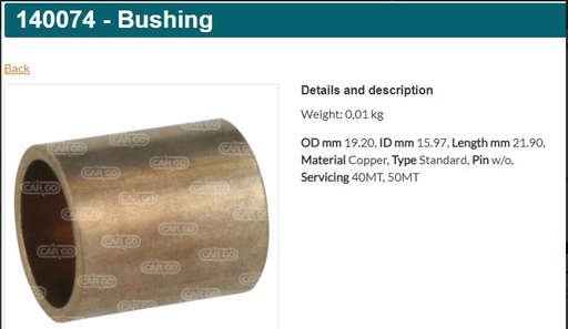 [BUS2191HC3] BUS2191HC3-50MT STARTER BUSH KIT(16X19X22)