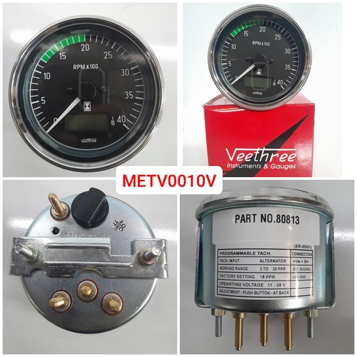 [METV0010V] METV0010V- 85MM TACHOMETER (ALTR) DIG HOUR METER+LED,0-4000RPM 12/24, AUTO ADJ PUSH BUTTON