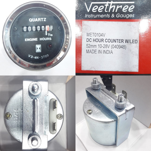 [METV0104V] METV0104V-  DC HOUR METER WITH LED (MANUAL) 10-28V, 52MM WITH LED