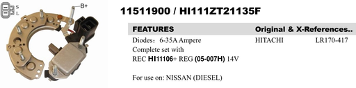[REC1575ZT] REC1575ZT   - NSSN TD27 12V RECT+REG 2P FC-GL UP ASS