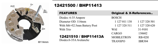 [REC202GW] REC202GW   - BSH 114MM 1BOLT + 2 PIN RECTIFIER