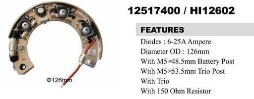 [REC2086ZT] REC2086ZT   - KOMATSU 126MM W/TRIO+REST OEM RECTIFIER
