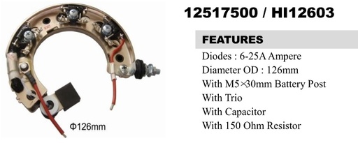[REC2088ZT] REC2088ZT   - KOMATSU 126MM W/TRIO+RES+BOLT RECTIFIER