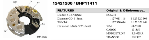 [REC208GW] REC208GW   - BSH 114MM JCB TYPE PINS RECTIFIER