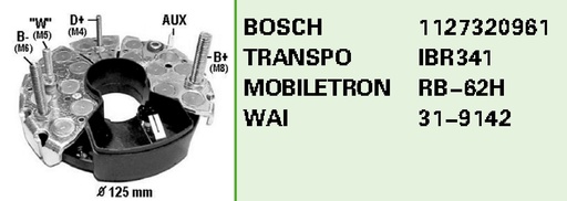 [REC252LD] REC252LD   - BSH 55-80A 125MM 4BOLT+1PIN RECTIFIER