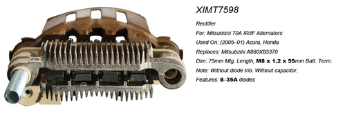 [REC7598VZ] REC7598VZ   - MITS 75MM M8 BOLT 4 DIODE RECTIFIER PLAE