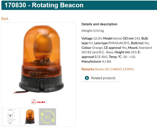 [RL0001HC] RL0001HC - 12V/24V BIG REVOLVING LIGHT ASSEMBLY