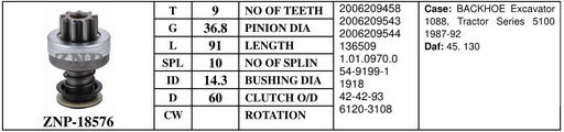 [SD1051DP2] SD1051DP2   - BSH 9T (36.8) CW FULL SPLINES GEAR BENDIX