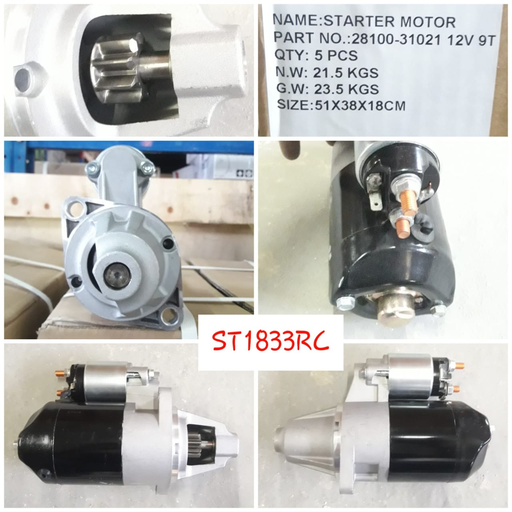 [ST1833RC] ST1833RC-TOYOTA FORKLIFT 12V 9T LHO LONG STARTER