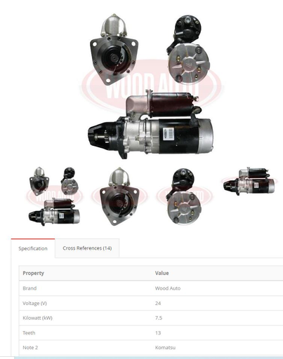 [ST2468R] ST2468R   - KOMATSU OEM S6D105/8 24V 13T STARTER