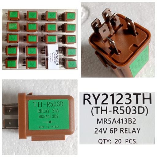 [RY2123TH] RY2123TH-HIGH CONDUCTIVITY COIL RELAY 24V/6PIN WITH DIOOD FOR KOMATSU EXAVATOR