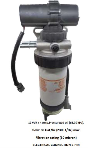 [EFP1035FDR] EFP1035FDR-  JCB/CAT 12V LONG FILTER FUEL PUMP SQUARE PIN GRIP
