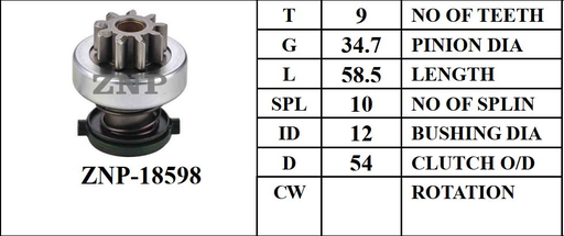 [SD1864R1] SD1864R1   - BSH 9T(34.7)CW GEAR BENDIX